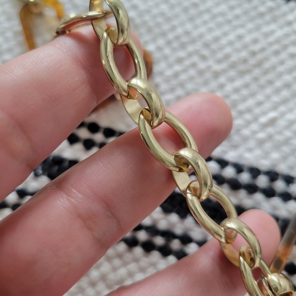 Banana Republic Tortoise & Gold Link Chain Necklace Gorgeous Like New - Picture 6 of 9